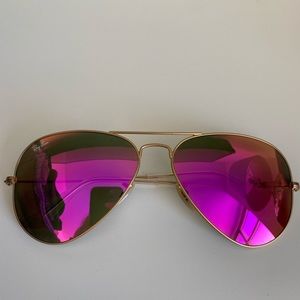 Ray ban pink mirrored aviator glasses
